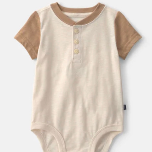 Baby Boy Henley Short-Sleeve Bodysuit - Cream/Brown - OshKosh B'gosh | Carter's