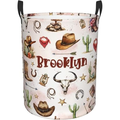 Custom Name Laundry Hamper Personalized Dirty Clothes Basket for Baby Boys Girls Cowboy Gift Personalized Laundry Hamper Suitable for Bathroom Medium