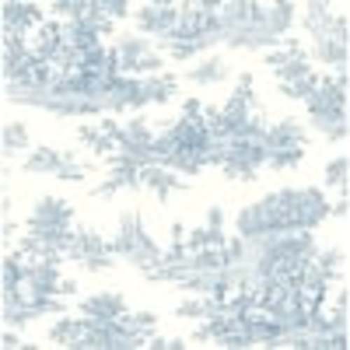 Seabrook Designs Blue Bell Chateau Toile Prepasted Wallpaper Roll 56 sq. ft. PR10602