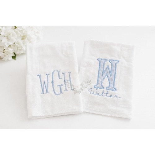 Boys Burp Cloth 2 Piece Set | Embroidered Burp Cloths For Boys