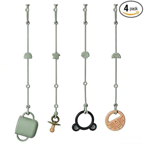Andy Bear Toy Straps for Baby Toy Safety Straps Silicone High Chair Toys Straps Toddler Bottle Straps for Strollers, High Chair, Car Seat, Stroller Accessories-Sage