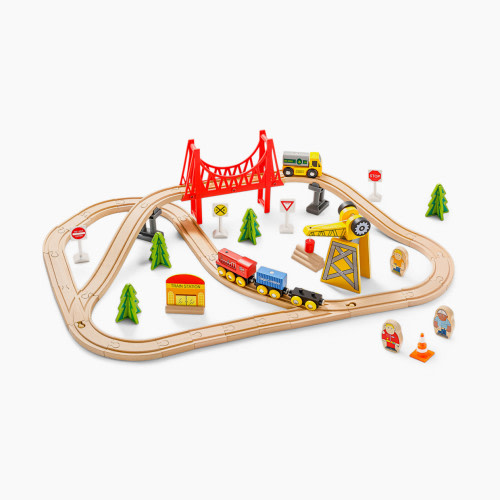 Tiny Land Wooden Track Trains 55 Pcs