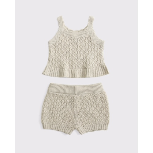 baby knit eyelet set
