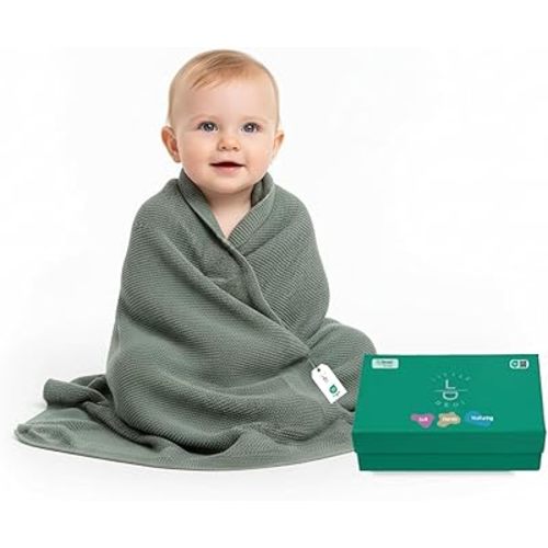 Hypoallergenic Baby Blanket - 30x40 Inches Green, Oeko-TEX® Certified, Thermal-Regulating, Soft Knit for Girls & Boys - Swaddle or Toddler Blanket, Dua