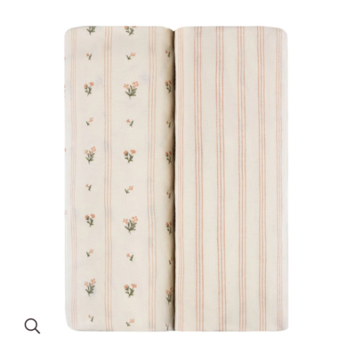 Linear Floral Crib Sheet Set Crib Sheet Set – Ely's & Co.