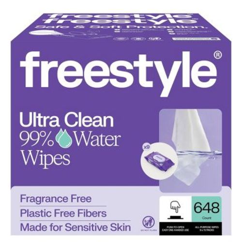 Freestyle Ultra Clean 99% Water Unscented Baby Wipes for Sensitive Skin - Flip Top Pack - 648ct