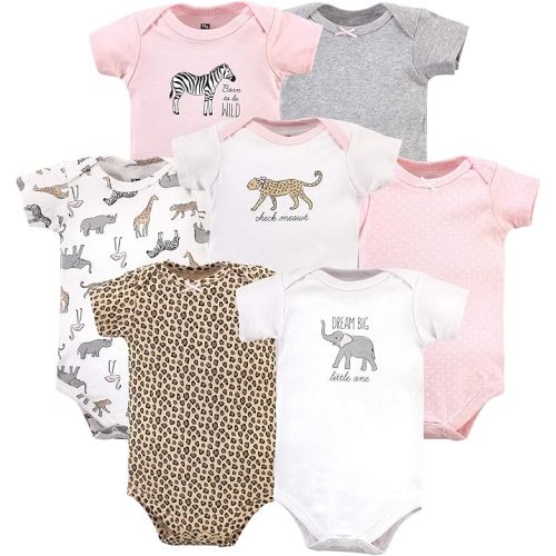 Hudson Baby Baby Girls' Cotton Bodysuits 7-pack