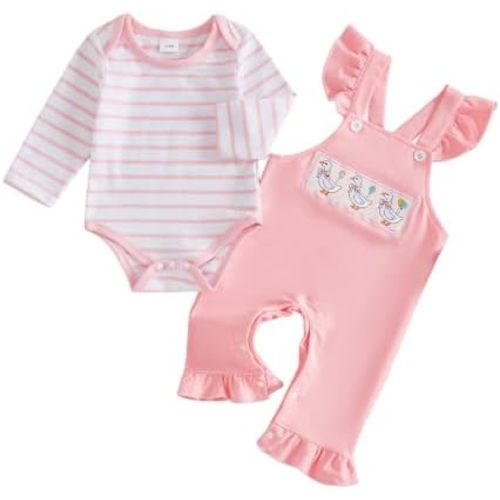 Kavousa Newborn Baby Girl Fall Winter Clothes Romper Overall Pants Outfit