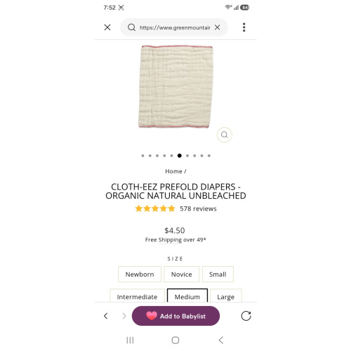 Cloth-eez Prefold Diapers - Organic Natural Unbleached