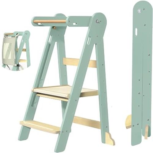 Grownsy Safety Upgrade Foldable Kitchen Helper Step Stool Toddler Tower