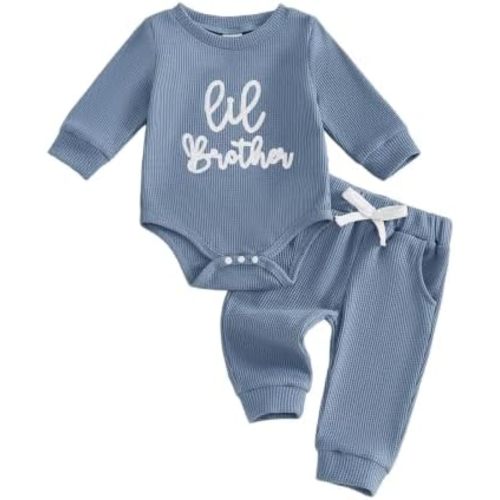 Ayalinggo Big Brother Little Brother Matching Outfits Short Sleeve Waffle T-shirt Top Shorts Set Big Lil Bro Sibling Clothes