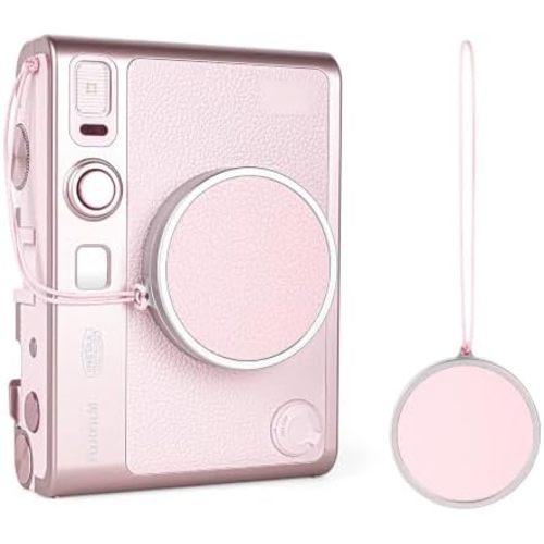 MUZIRI KINOKOO Lens Cap for Instax Mini EVO with Anti Loss Rope-Rose Pink
