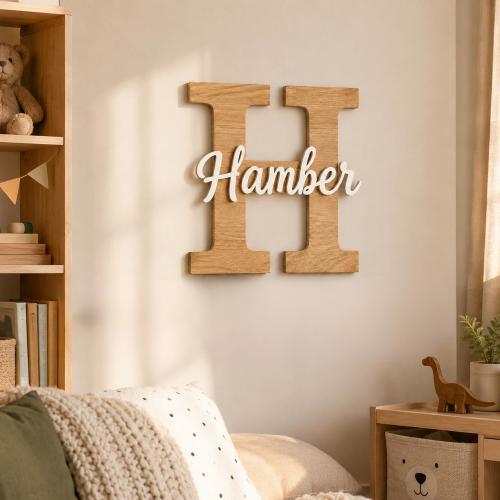 Custom Initials Sign, Wooden Wall Name Sign for Wall, Letter Capitalized Name Sign, Door Sign, Modern Name Sign