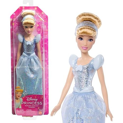 Mattel Disney Princess Cinderella Doll in Sparkling Fashion with Removable Skirt, Headband and Shoes, Posable & Collectible, Inspired by Movie