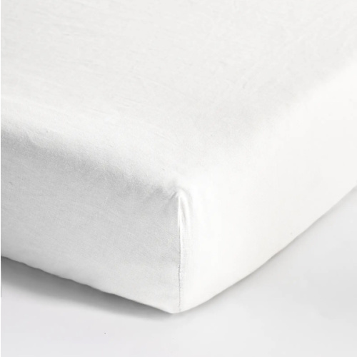 European Linen Fitted Crib Sheet in White