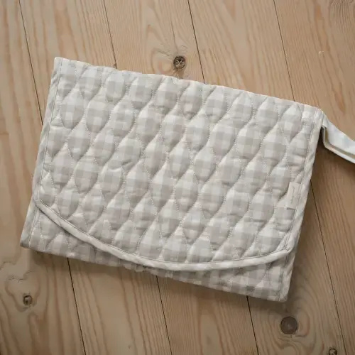 Portable Changing Pad in Beige Gingham