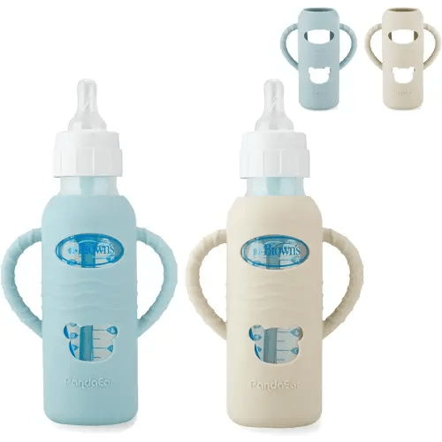 PandaEar 2 Pack Silicone Sleeves for Dr. Brown's 8oz Glass Baby Bottles, Anti-Drop Protective Bottle Covers with Handles, Heat-Resistant & Easy to Grip