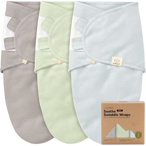 3-Pack Organic Swaddles for Newborns, Baby Swaddles 0-3 Months (Ripple)