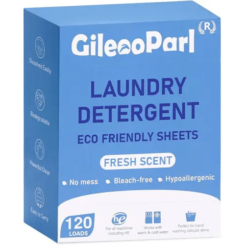 Eco-friendly Laundry Detergent Sheets, 120 Loads, Nontoxic, Nonirritating, Hypoallergenic Eco-strips for Sensitive Skin, Fresh Linen Scent, Space Saving, Lightweight, Easy to Use and Carry