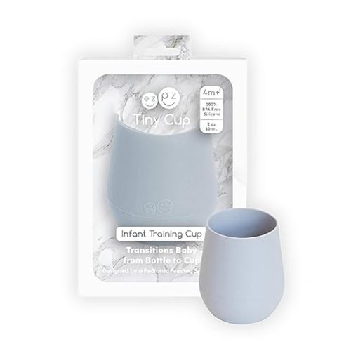 ezpz Tiny Cup (Sage) - 4 months+ - 100% Silicone Training Cup for Infants - Designed by a Pediatric Feeding Specialist - Baby-Led Weaning Essentials & Baby Gifts