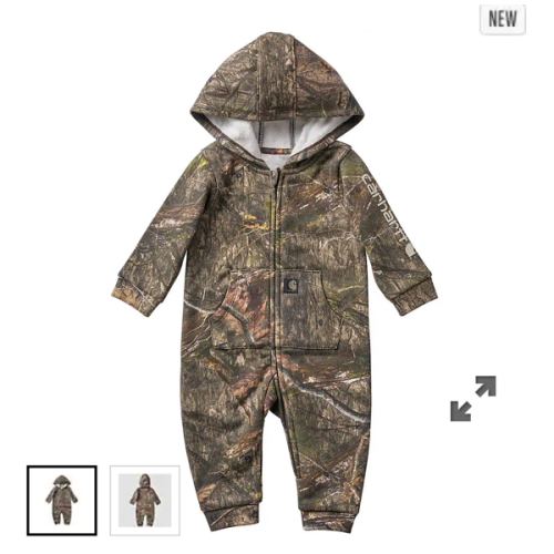 Boys' Long Sleeve Zip-Front Hooded Camo Coverall (Baby) | Carhartt