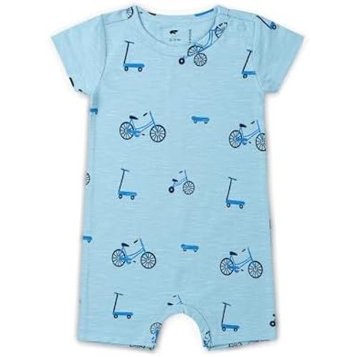 monica + andy Slub Shorty Romper, 100% Organic Baby Clothes for Boys, Sizes For Preemie, Newborn & Infant