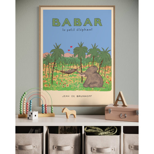 Babar the elephant wall art nursery decor kids gift retro wall art illustration print nursery decor quote wall art neutral gender baby gift