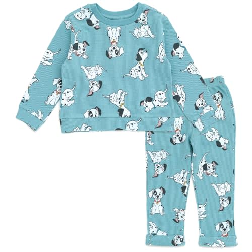 Disney Waffle Knit Pullover Sweatshirt and Jogger Pants Outfit Set Newborn to Little Kid Sizes (0-3 Months - 5)