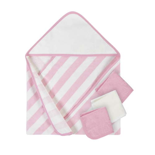 Gerber Baby Boy or Baby Girl Unisex Hooded Terry Velour Bath Towel & Washcloths Set, 4-Piece