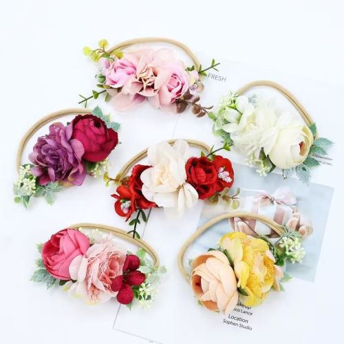 Cinaci 6 Pack Delicate Rose Flower Nylon Headbands Floral Bows Headband