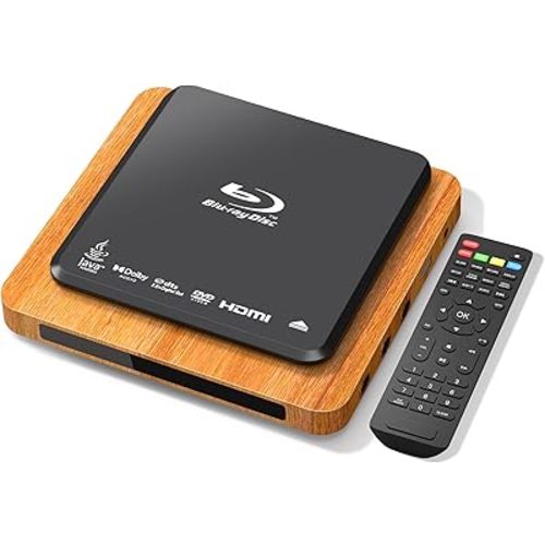 Blu Ray Player, 1080p Full HD Dolby Surround Sound A 1 Blu-Ray All Region DVD Player, HDMI/USB/AV Connection Blue Ray Disc Player for TV/RV/Home Theater/Car (Mid-Century Modern Design)