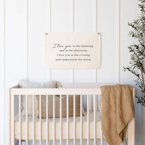 I Love You In The Morning And In The Afternoon | Nursery Wall Decor | Canvas Flag | Nursery Quotes | Fabric Banner | New Baby Gift