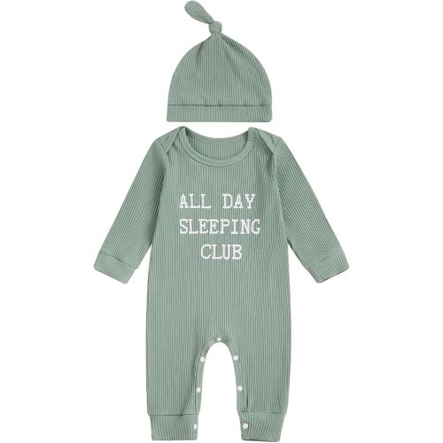 FOMOYUU Newborn Baby Boy Clothes Waffle Letter Embroider Long Sleeve Romper Pullover Tops and Pants Sets Fall Winter Outfits