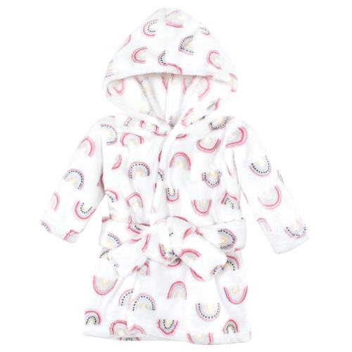 Hudson Baby Infant Girl Plush Animal Face Bathrobe, Modern Rainbow, 0-9 Months - Modern Rainbow - 0-9 Months