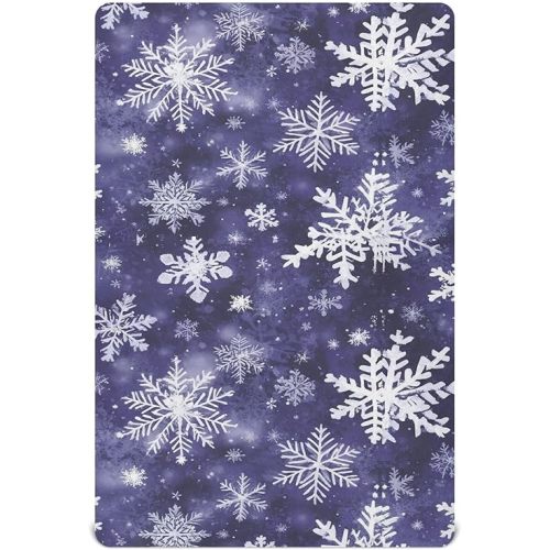 Caikeny Fitted Crib Sheet for Boys Girls Purple Snowflakes Sliver Xmas Baby Crib Sheets Bassinet Sheets Crib Mattress Bed Sheets for Toddler Newborn Infant 52 X 28 in