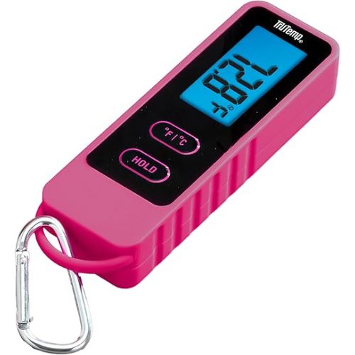 Taylor TruTemp Compact Digital Folding Meat Thermometer with Carabiner Clip for Grilling, BBQ, Kitchen & Food, Gadget Essential, Gifts, Pink