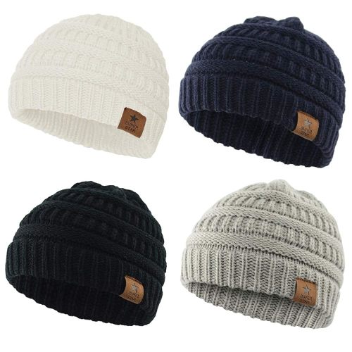 Durio Unisex Baby Beanie - Soft & Warm Knit Infant Winter Hat, Stretchy Cap Fit for Newborn to Toddler Girls Boys 6-36 Months