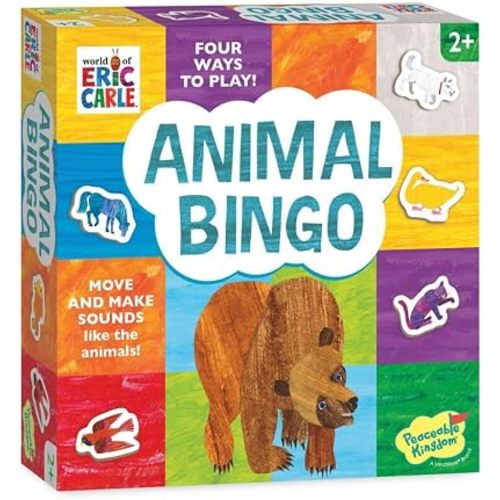 World of Eric Carle: Animal Bingo Game – Wooden Toddler Bingo Set Featuring Brown Bear – Learn Animal Sounds, Movements, Colors & Matching – Preschool Game for Ages 2+