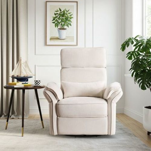 EROMMY Swivel Recliner Glider With Adjustable Headrests & Armrests
