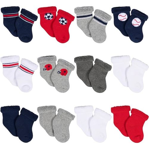 Gerber Unisex Baby 12-Pair Sock Bundle Sports Blue 3-6 Months