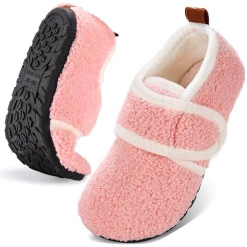 House Slippers for Women Men Slip on Indoor Barefoot Slippers Socks Cozy Fuzzy House Shoes Rubber Sole