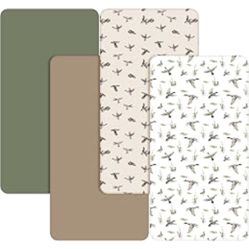 Amazon.com: CroBlissful 4 Pack Mallard Duck Baby Crib Fitted Sheet 52'' x 28'' Duck Hunting Stretchy Neutral Fitted Crib Mattress Sheet Mallard Baby Bedding for Standard Mattress Gift Set
