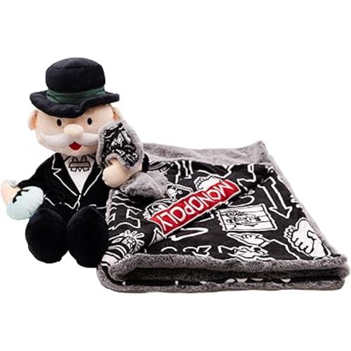 Monopoly Blankie Bestie Stuffed Animal Blanket - 2-in-1 Baby Blanket with Stuffed Animal, Soft Plush Toy Baby Shower Gifts for Boys, Girls, Toddlers & Kids, Sensory Plush Toy