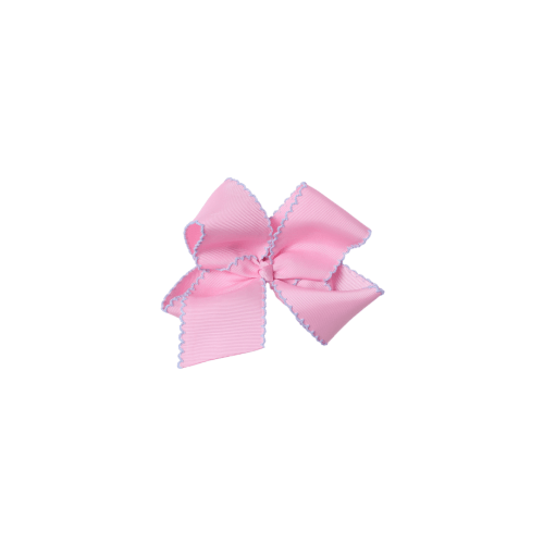 Scalloped Edge Grosgrain Bow Pink/Light Blue
