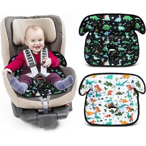 2 Pack Dinosaur Car Seat Protector for Potty Training Waterproof Piddle Pad Cover from Spillages Nappy Leaks Toilet Training Anti Slip Backing Strollers Carseat Liner for Toddlers Babies Summer
