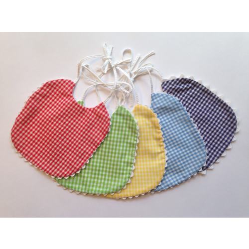 Gingham Bib with ric rac for Boys and Girls Newborn to Infant