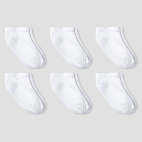 Baby 6pk Low Cut Socks - Cat & Jack™ White 6-12M: Knit, Tumble Dry