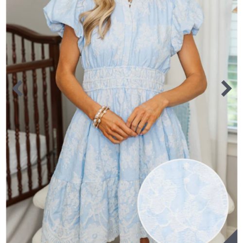 NURSING COLLECTION: Let's Get Going Light Blue Embroidered Dress