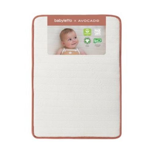 Babyletto x Avocado Organic Mini Crib Mattress - White: Medium Firm, Breathable, Memory Foam, 23 lbs