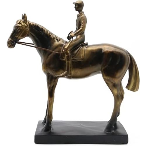 Lukitas Horse Rider Statues Sculptures, Racing Figurine Home Decor 10.5''